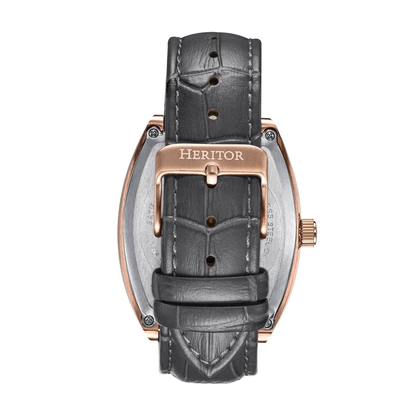 Heritor Automatic Masterson Semi-Skeleton Leather-Band Watch: Gold/Black