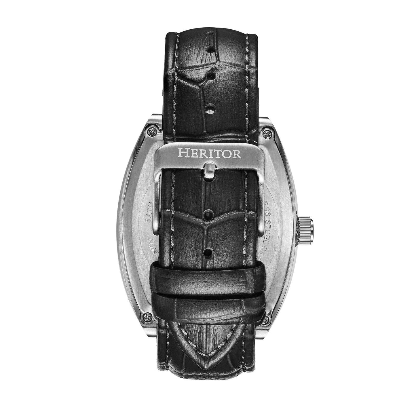 Heritor Automatic Masterson Semi-Skeleton Leather-Band Watch: Gold/Black