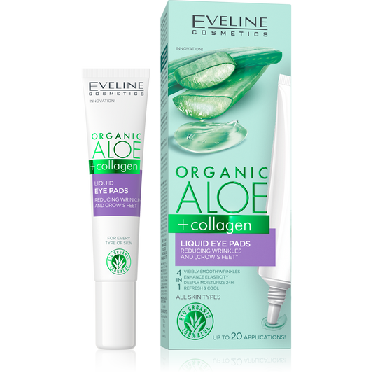 Organic Aloe + Collagen Liquid Eye Pads Reducing Wrinkles and Crow's Feet