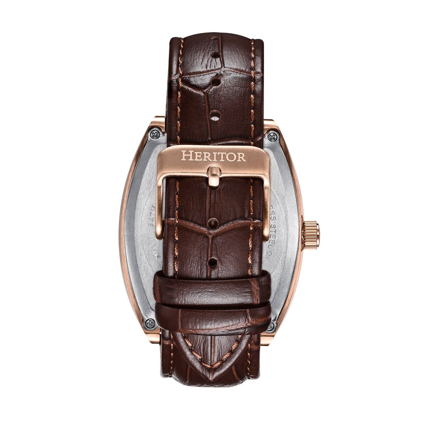 Heritor Automatic Masterson Semi-Skeleton Leather-Band Watch: Gold/Black